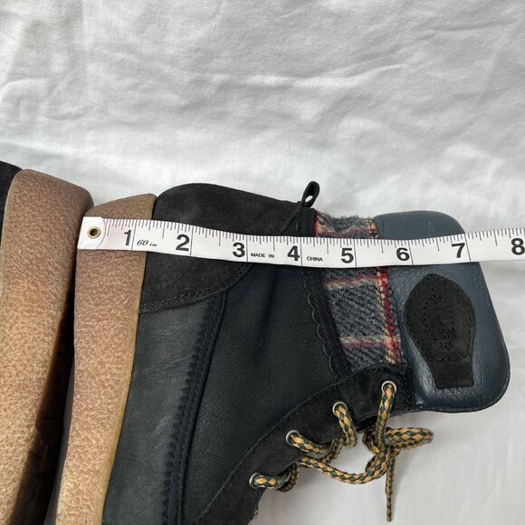 coolway Black Leather Plaid trim Lace Up Ankle Boots US 7 - Picture 10 of 14